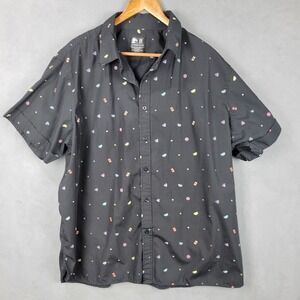 Taco Bell Shirt Men 2X Black All Over Print Hot Sauce Employee Uniform Button Up